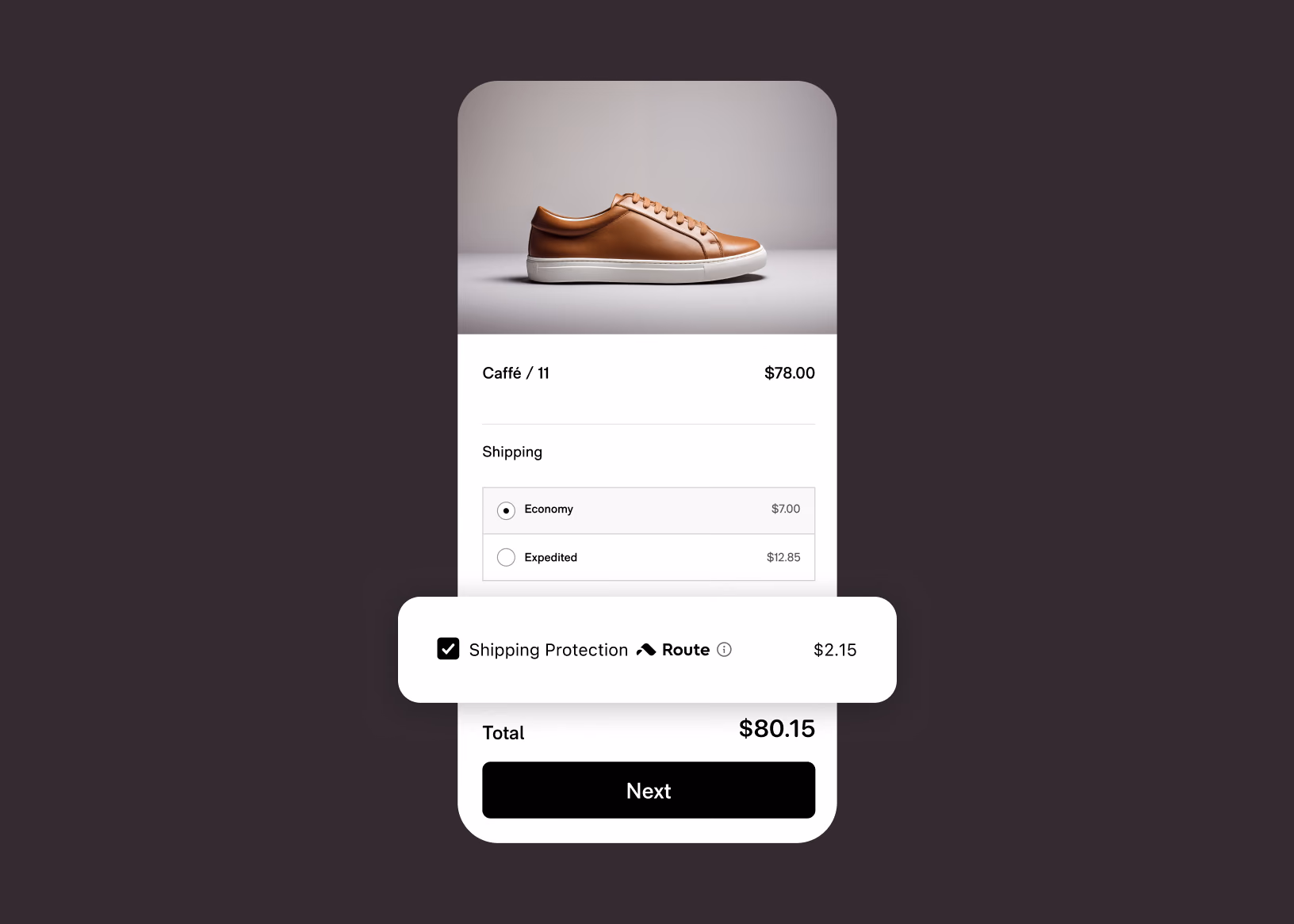 The checkout widget before and after, crossfading between the two treatments: Before