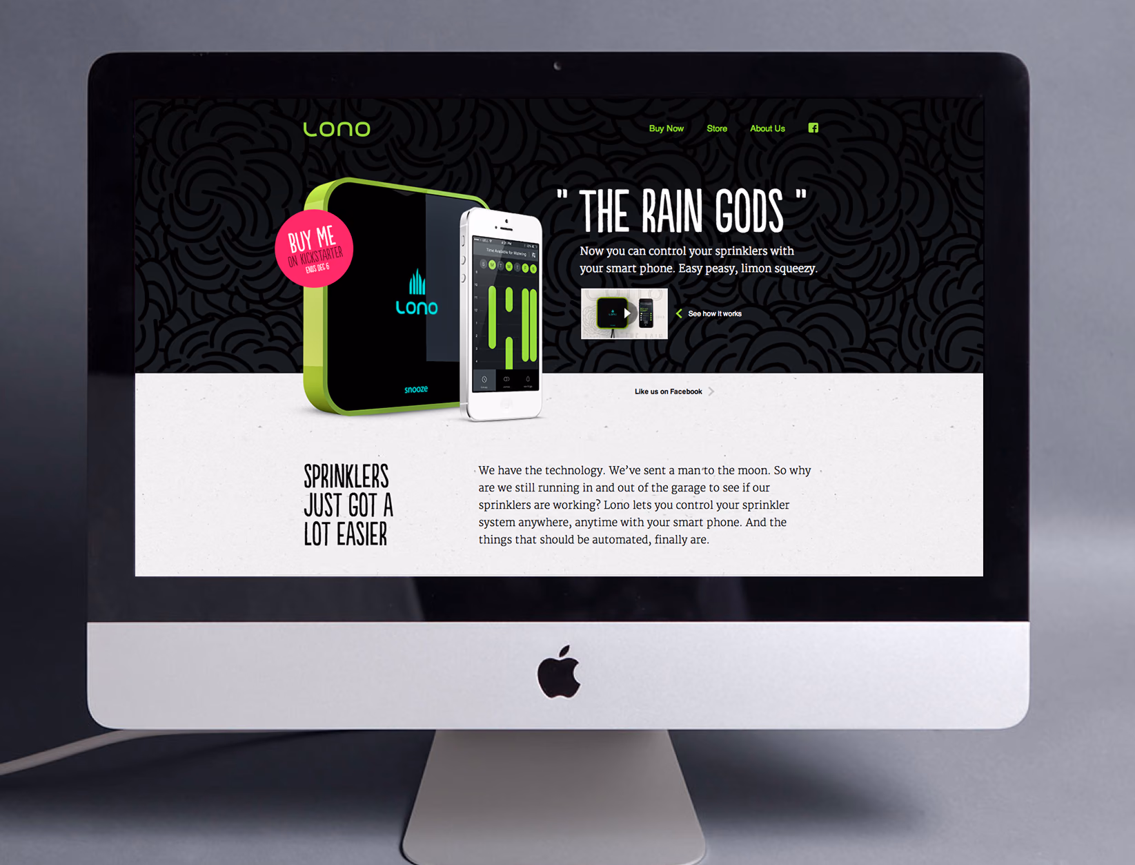 The Lono website, a connected sprinkler controller