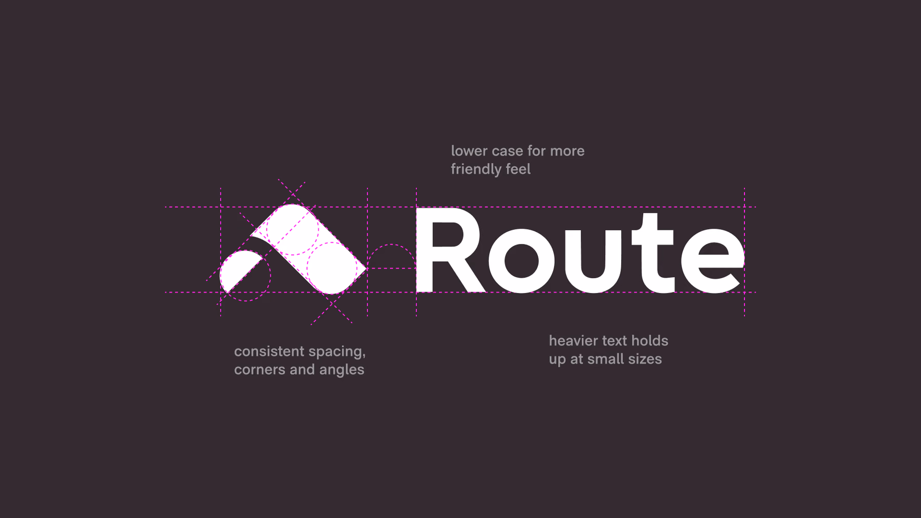 The Route lockup crossfading between the inherited version and the redrawn one, each annotated: After