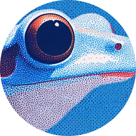 The frog illustration magnified, showing the stipple dot texture